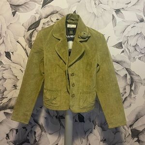 Green Leather blazer.
